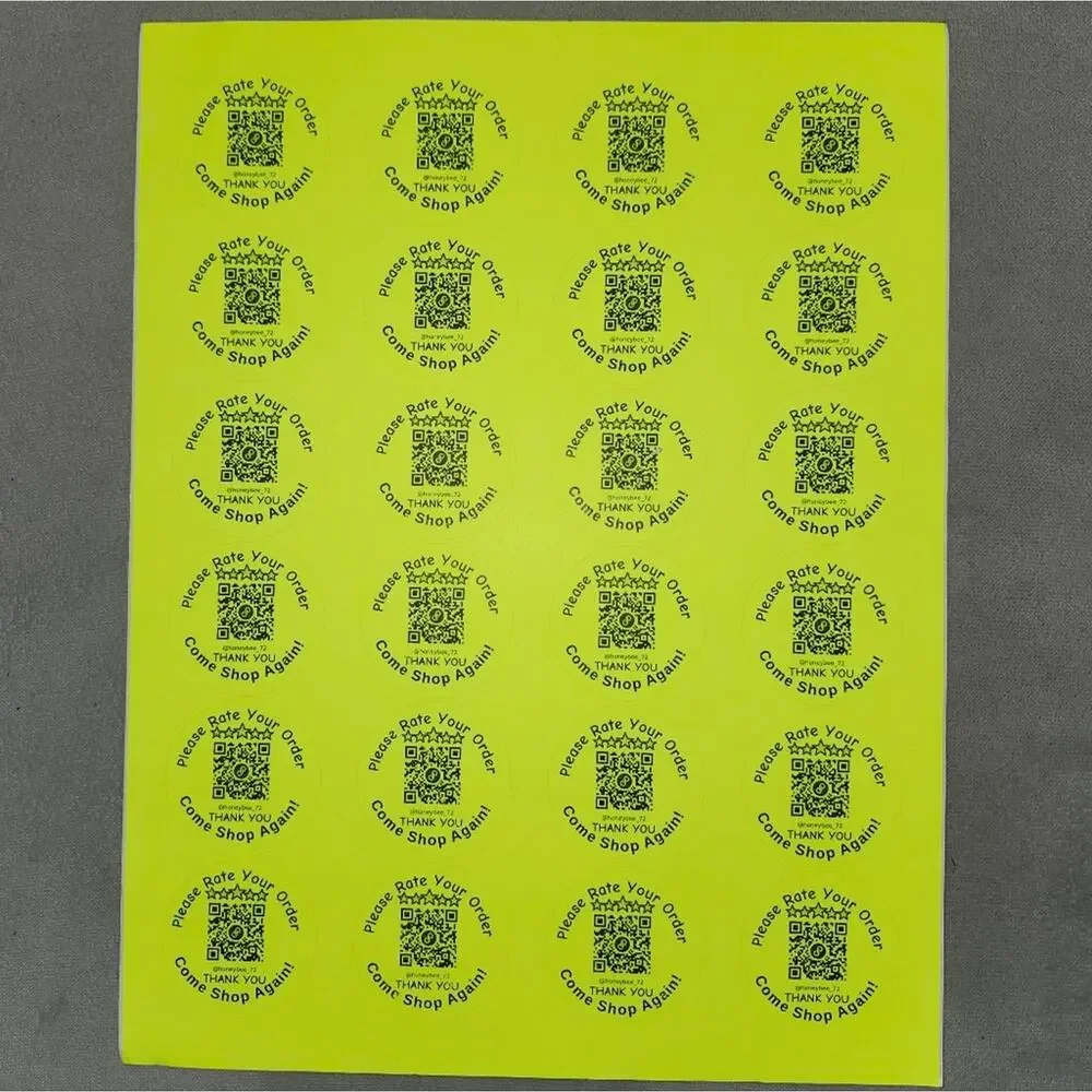 QR Code Stickers single Color NEON - Set Of 96 - 4 Sheets Of 24